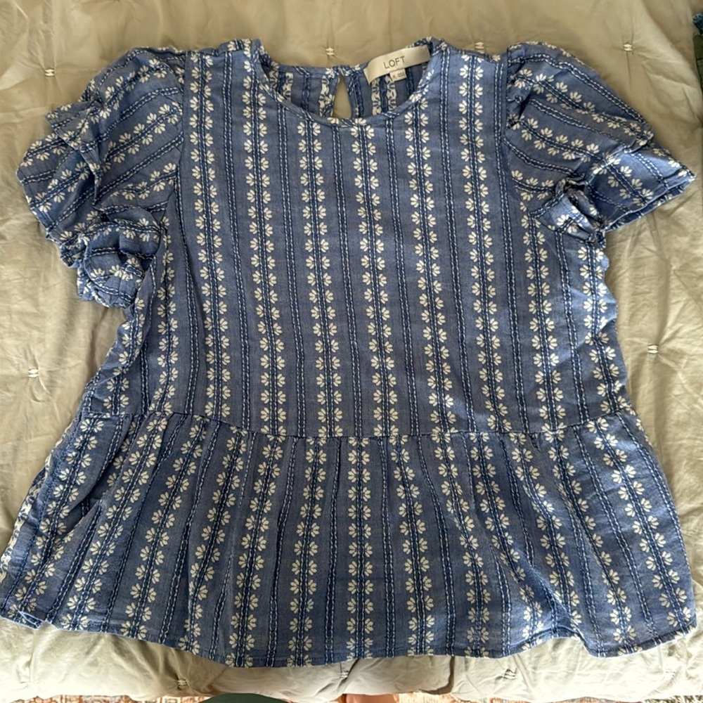 LOFT Peplum Flutter Sleeve Top